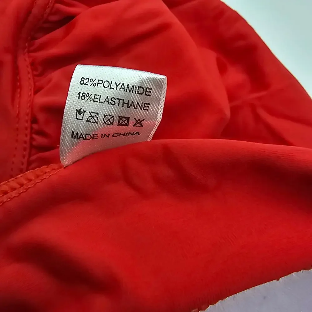 Tempt Me Womans size L Retro Halter Boyleg Ruched One Piece Swimsuit Red NWOT